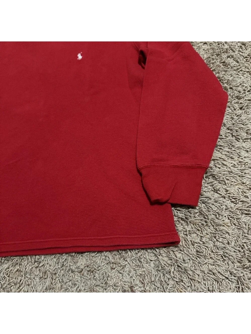 Polo Ralph Lauren Men's Polo Shirt Large? Red Long Sleeve Mesh/Thermal